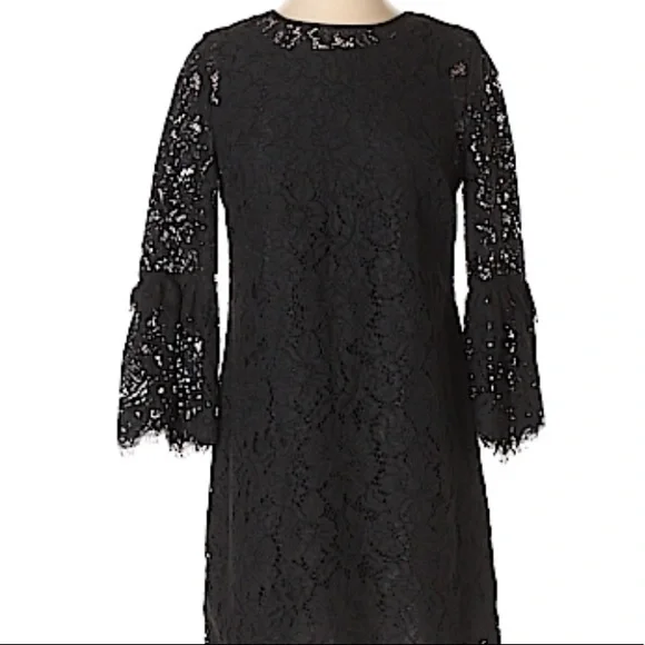 black and white lace evening dress Black and White Floral Wedding Dress with Long Puff Sleeves, 3D Flower   Viniodress